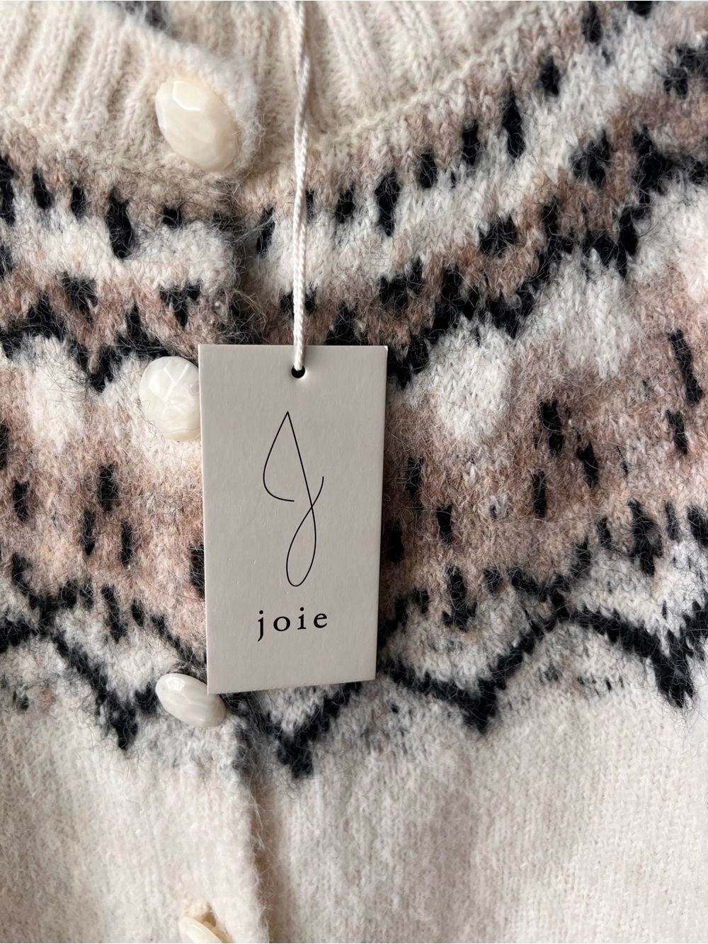 Joie Cream Fair Isle Button-Front Cardigan - Picture 5 of 8